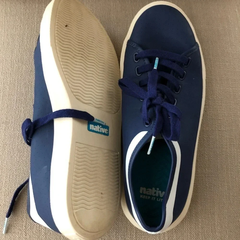 Native Mens 6.5 Monte Carlo Navy Lace Up Waterproof Shoes Sneakers Beach‎ Pool